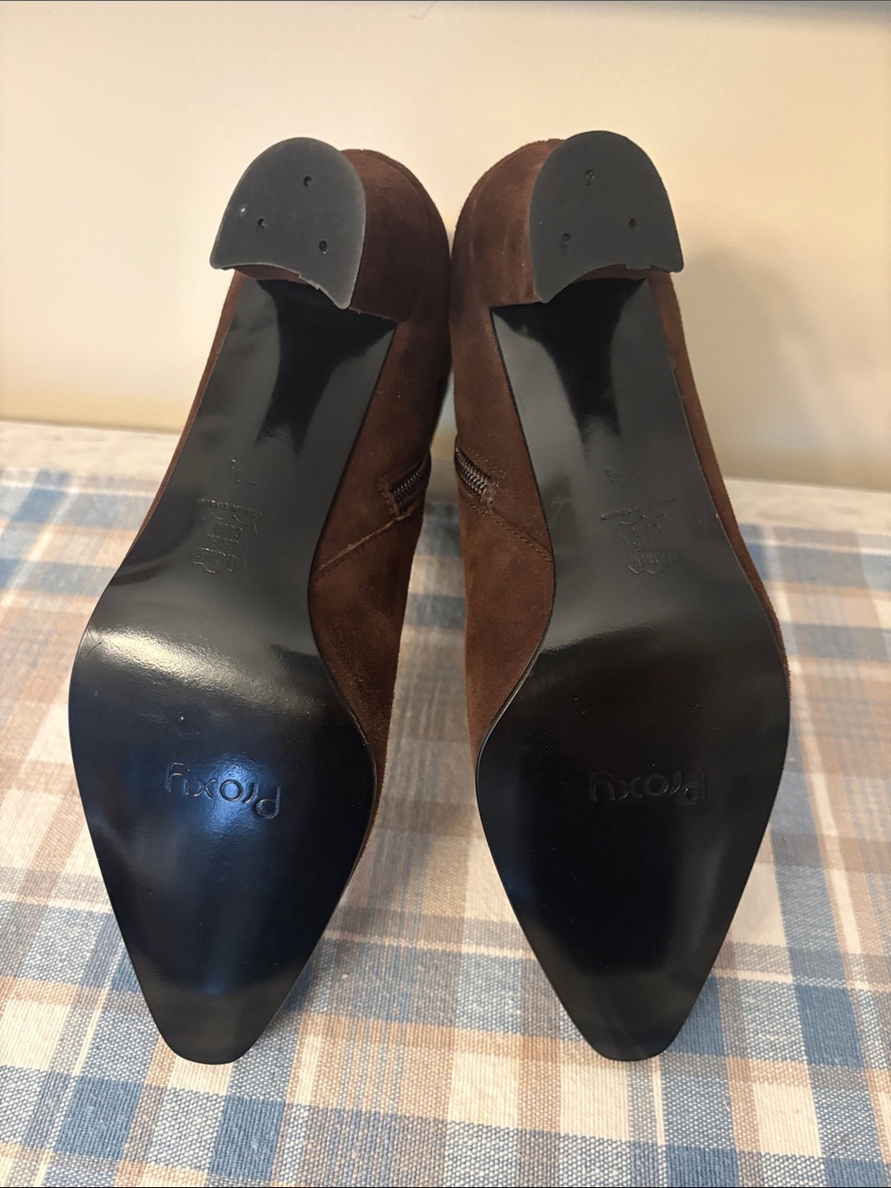 Proxy Brown Suede Ankle Boots with Gold Trim 7.5 - Picture 11 of 16